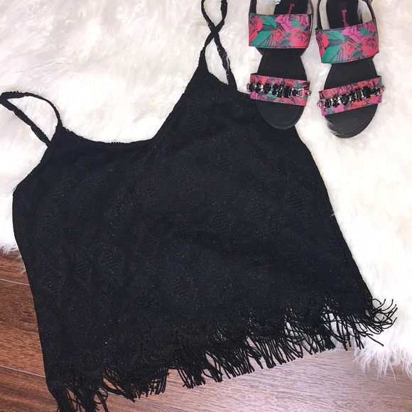 Ashley Stewart Tops - Ashley Stuart Plus Lace Fringe Tank